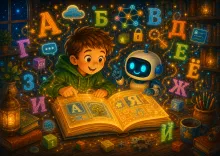 Детская цифровая азбука в стихах и картинках: как мягко объяснять ребенку алгоритмы, данные, интернет, код, нейросети, пароли и язык программирования.